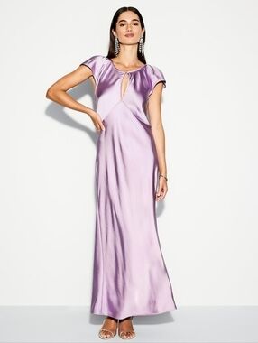NWT-The Occasion by Old Navy - Flutter Sleeve Keyhole Satin Maxi Dress-Sz L Tall